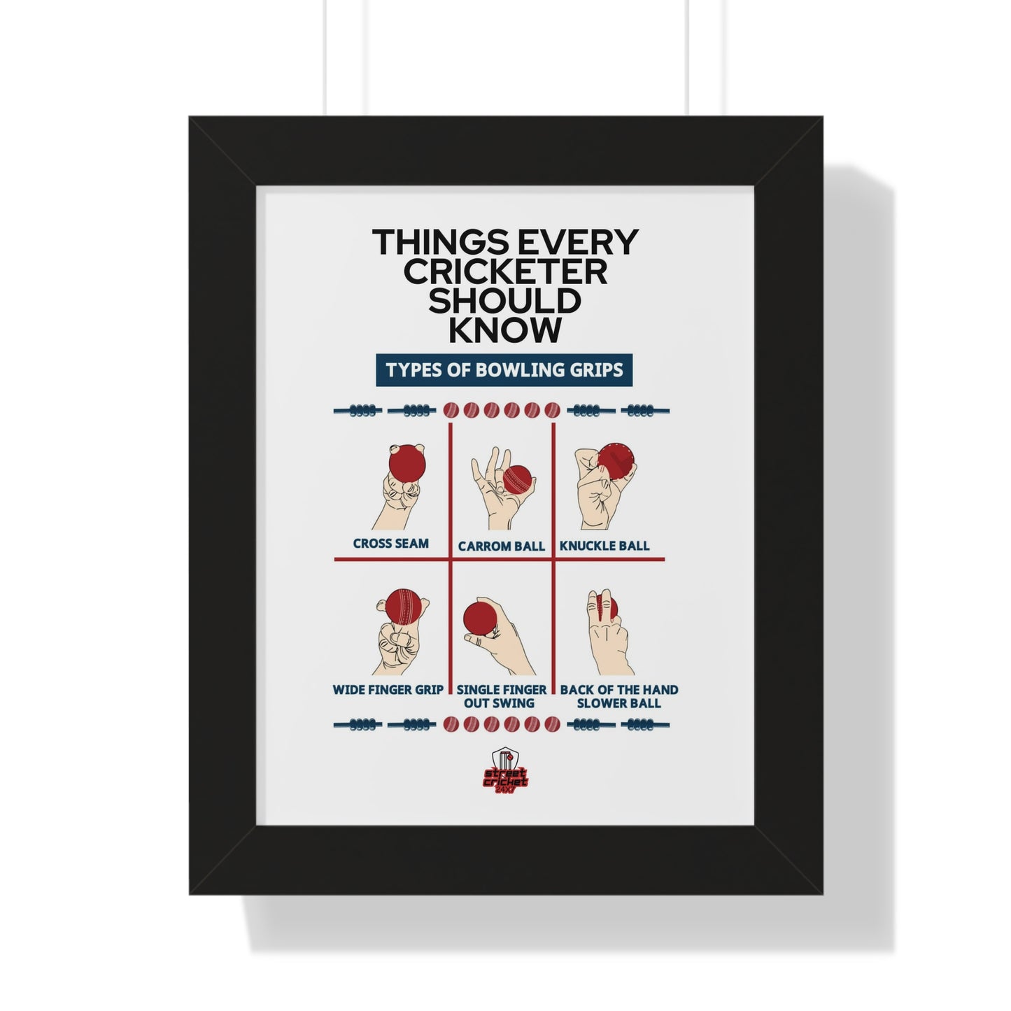 Things Every Cricketer Should Know | Bowling Grips | Framed Vertical Poster