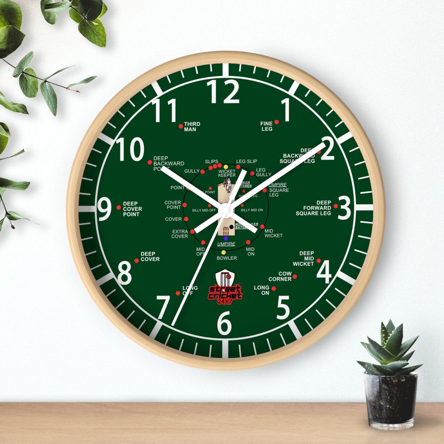 The Cricket Clock By StreetCricket24X7 (Pakistan Edition) - 10" x 10" - Cricket Clock