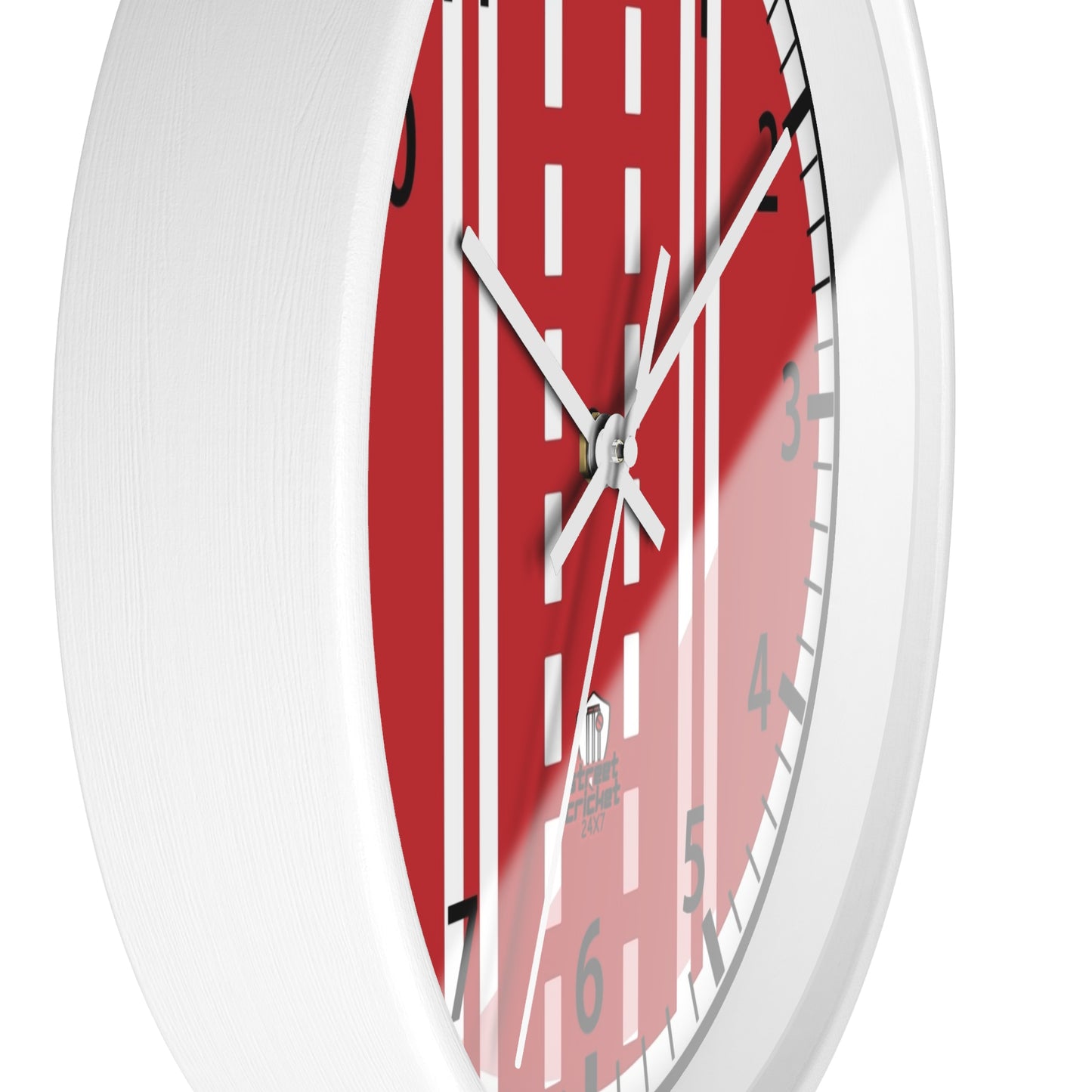 The Cricket Ball Clock by StreetCricket24x7 (Red&White) | Cricket Clock