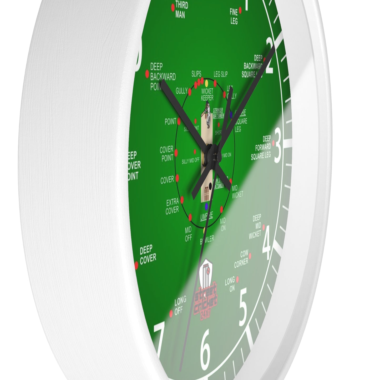 The Cricket Clock By StreetCricket24X7 (Green) - 10" x 10" | Cricket Clock | *Best Selling*