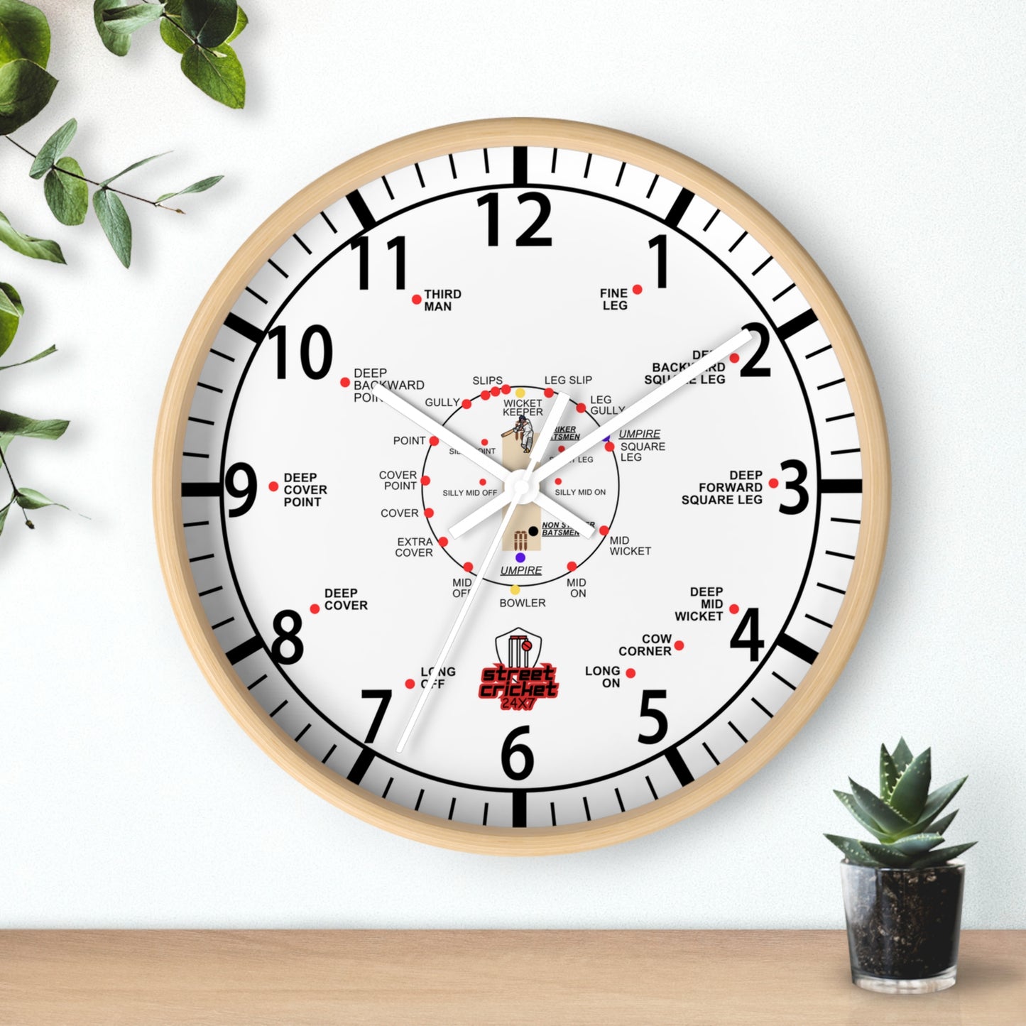 The Cricket Clock by StreetCricket24x7 (White) | Cricket Clock