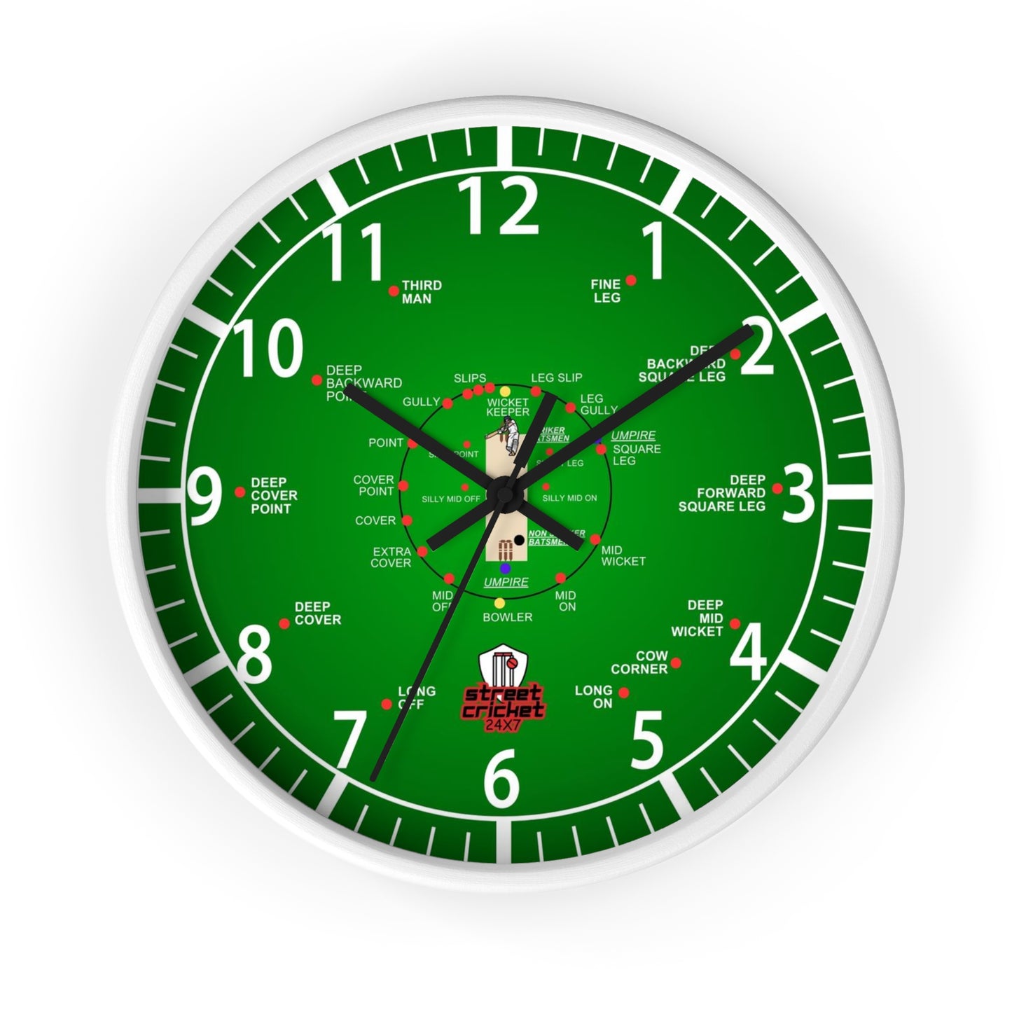 Cricket gift ideas, cricket shirts and presents for cricket lovers - Streetcricket24x7 Green Clock Green