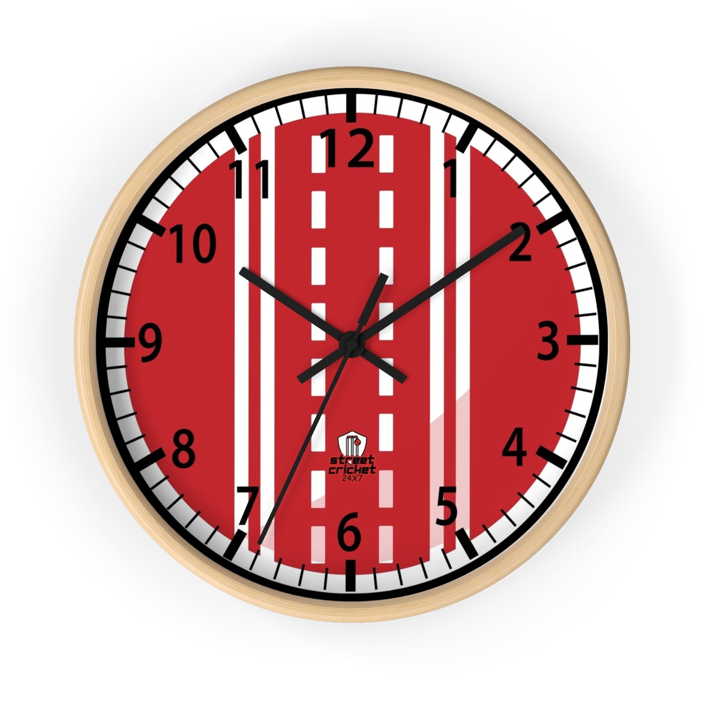 The Cricket Ball Clock by StreetCricket24x7 (Red&White) | Cricket Clock