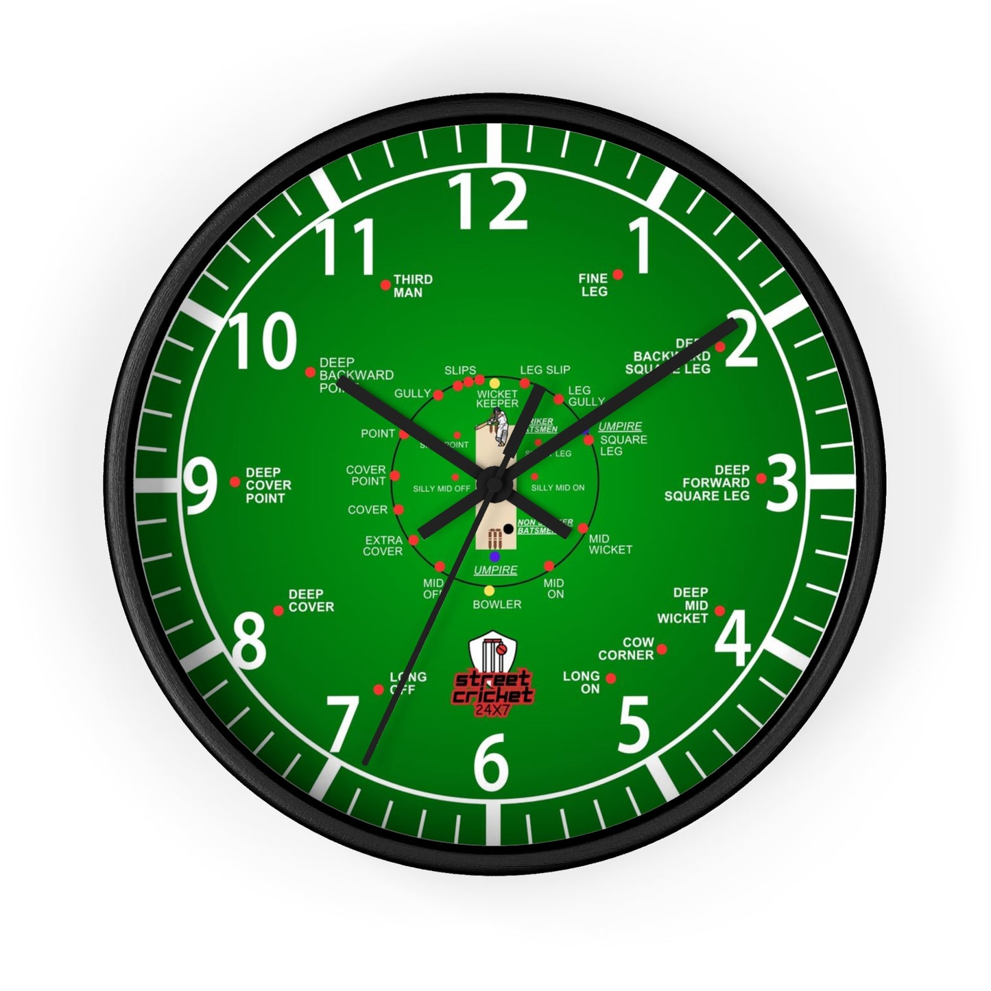 Cricket gift ideas, cricket shirts and presents for cricket lovers - Streetcricket24x7 - Green Cricket Clock