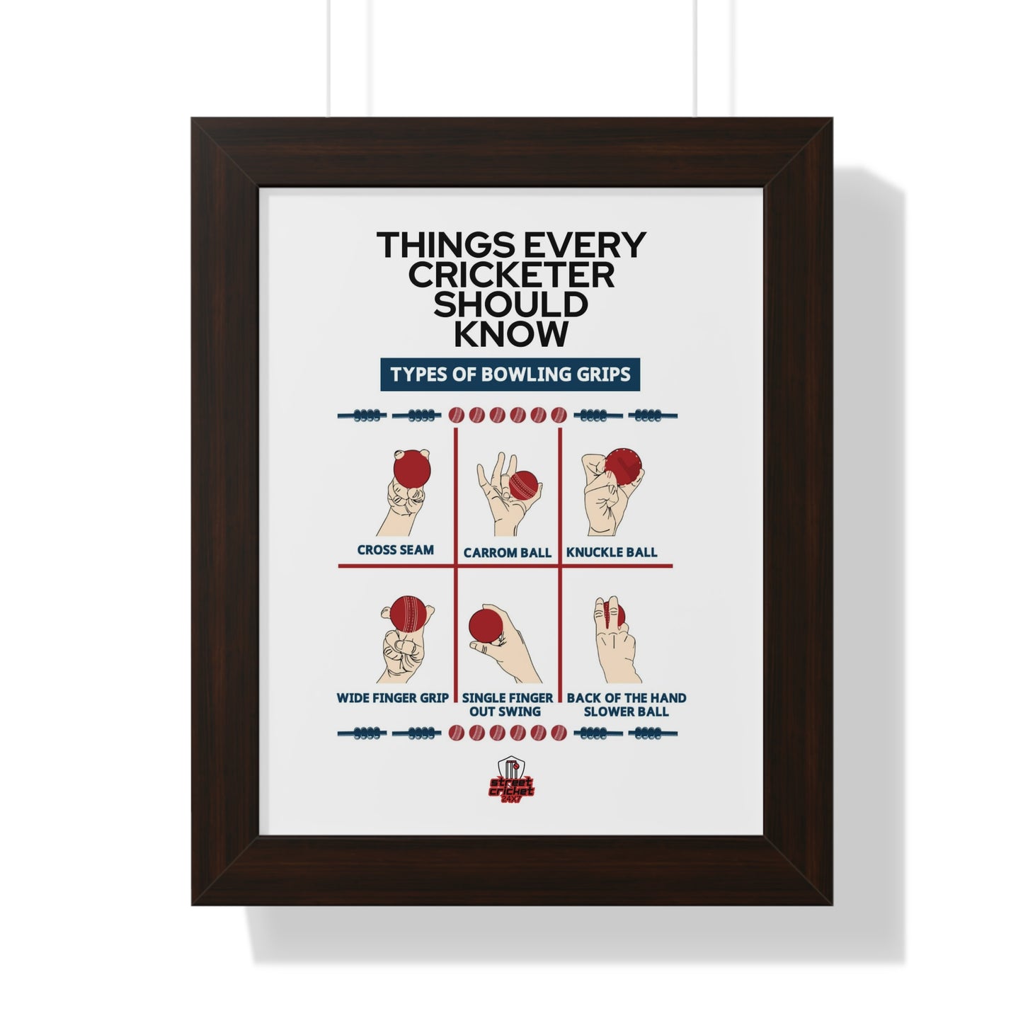 Things Every Cricketer Should Know | Bowling Grips | Framed Vertical Poster