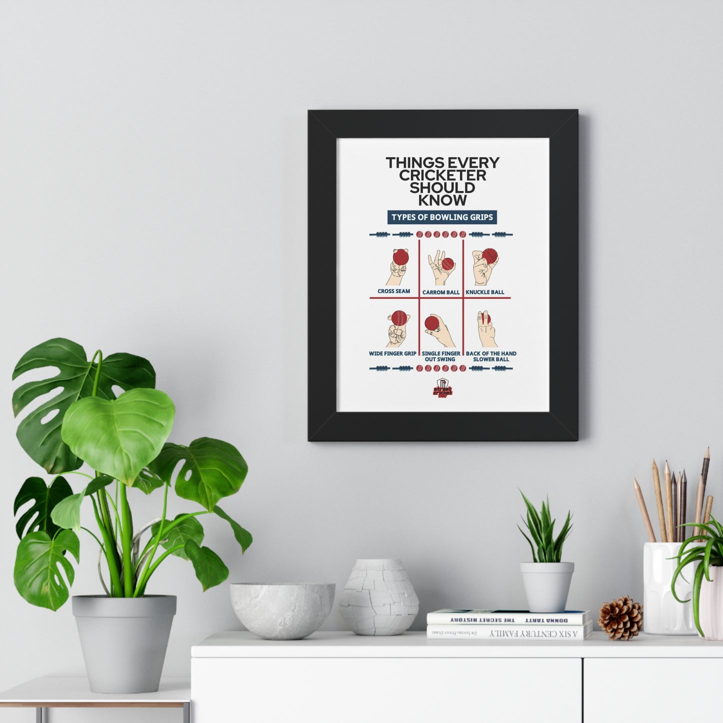 Things Every Cricketer Should Know | Bowling Grips | Framed Vertical Poster