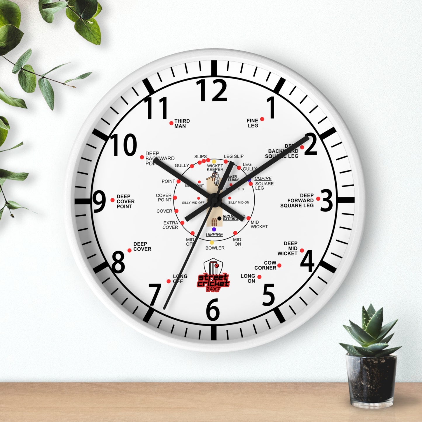 The Cricket Clock by StreetCricket24x7 (White) | Cricket Clock