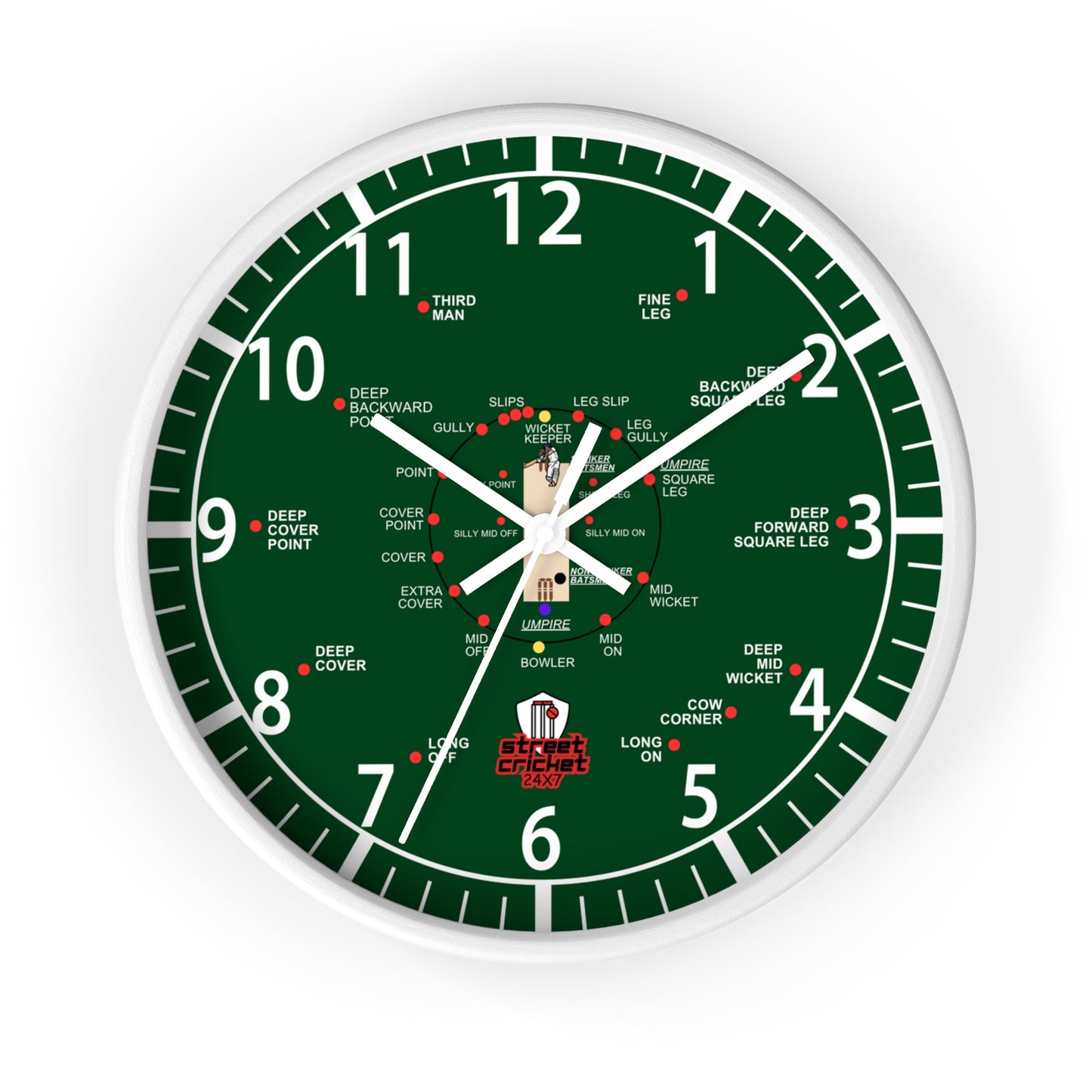 The Cricket Clock By StreetCricket24X7 (Pakistan Edition) - 10" x 10" - Cricket Clock