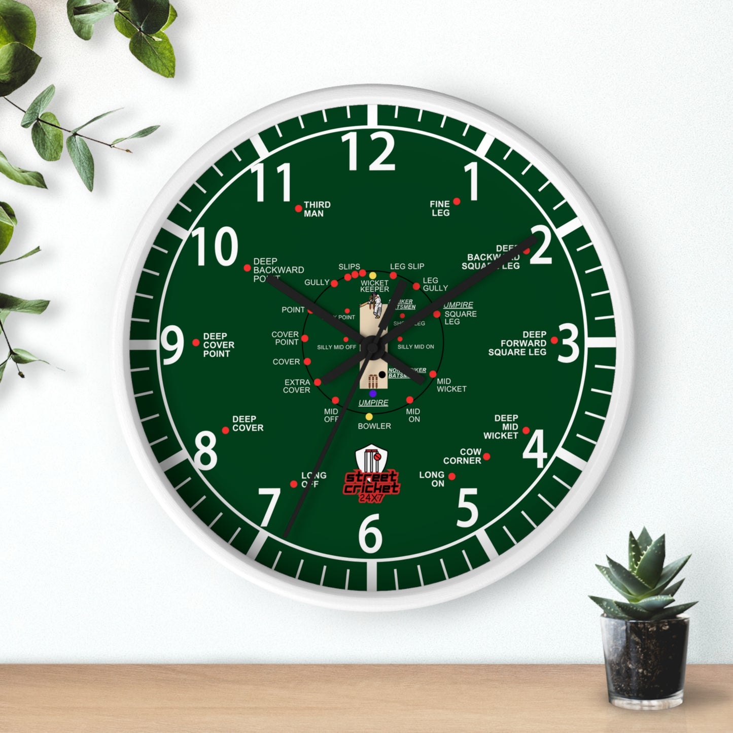 The Cricket Clock By StreetCricket24X7 (Pakistan Edition) - 10" x 10" - Cricket Clock