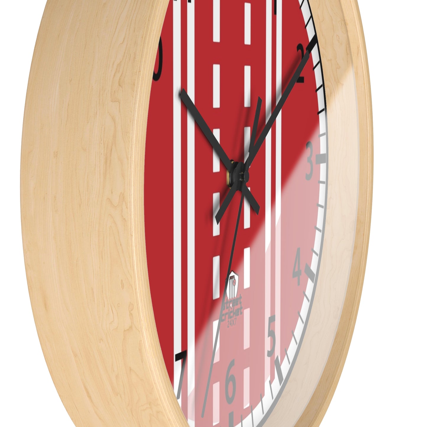 The Cricket Ball Clock by StreetCricket24x7 (Red&White) | Cricket Clock