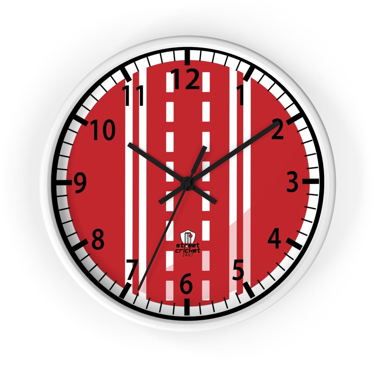 The Cricket Ball Clock by StreetCricket24x7 (Red&White) | Cricket Clock