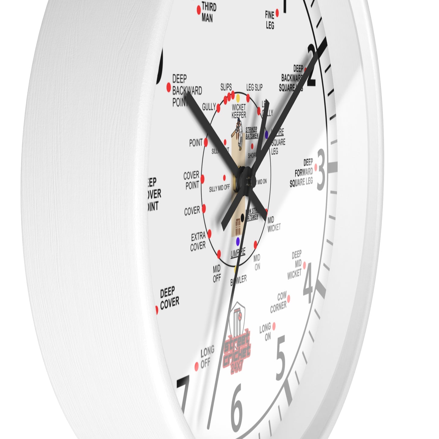 The Cricket Clock by StreetCricket24x7 (White) | Cricket Clock