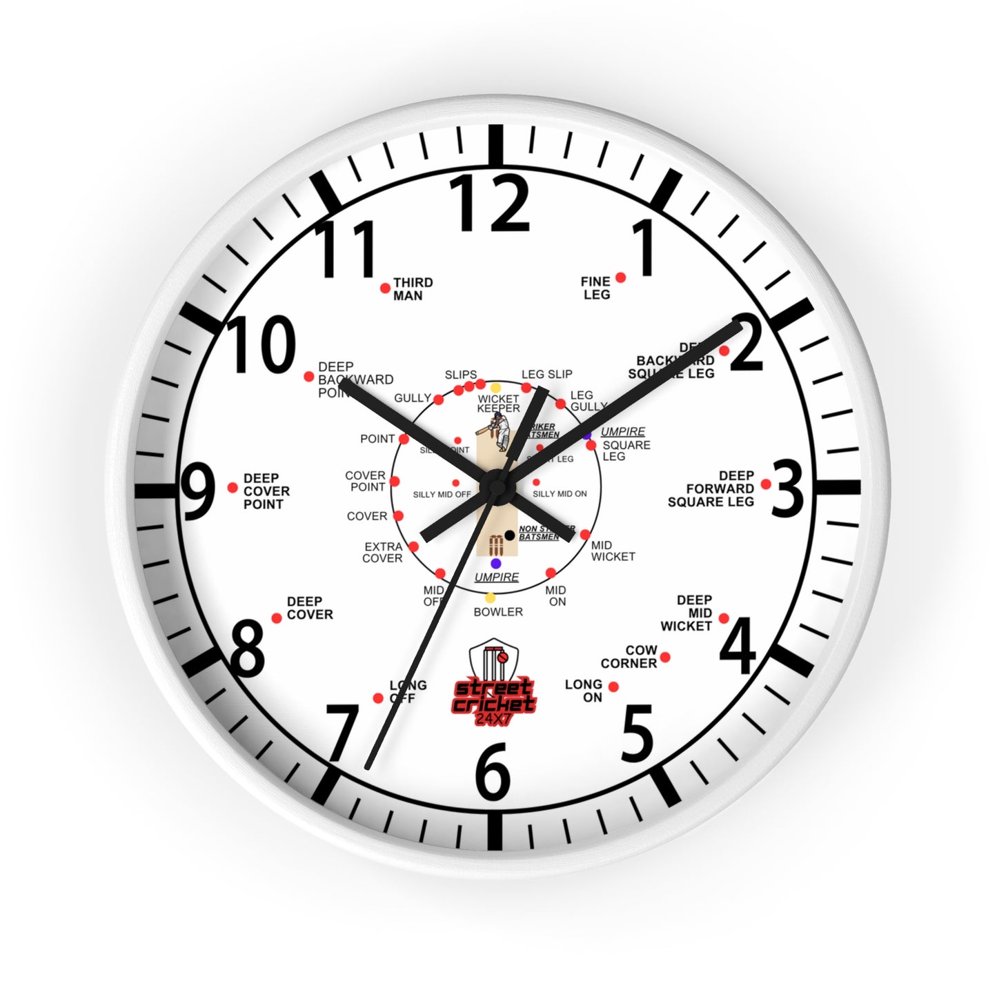 Cricket gift ideas and presents for cricket lovers - Streetcricket24x7 - white cricket clock 3