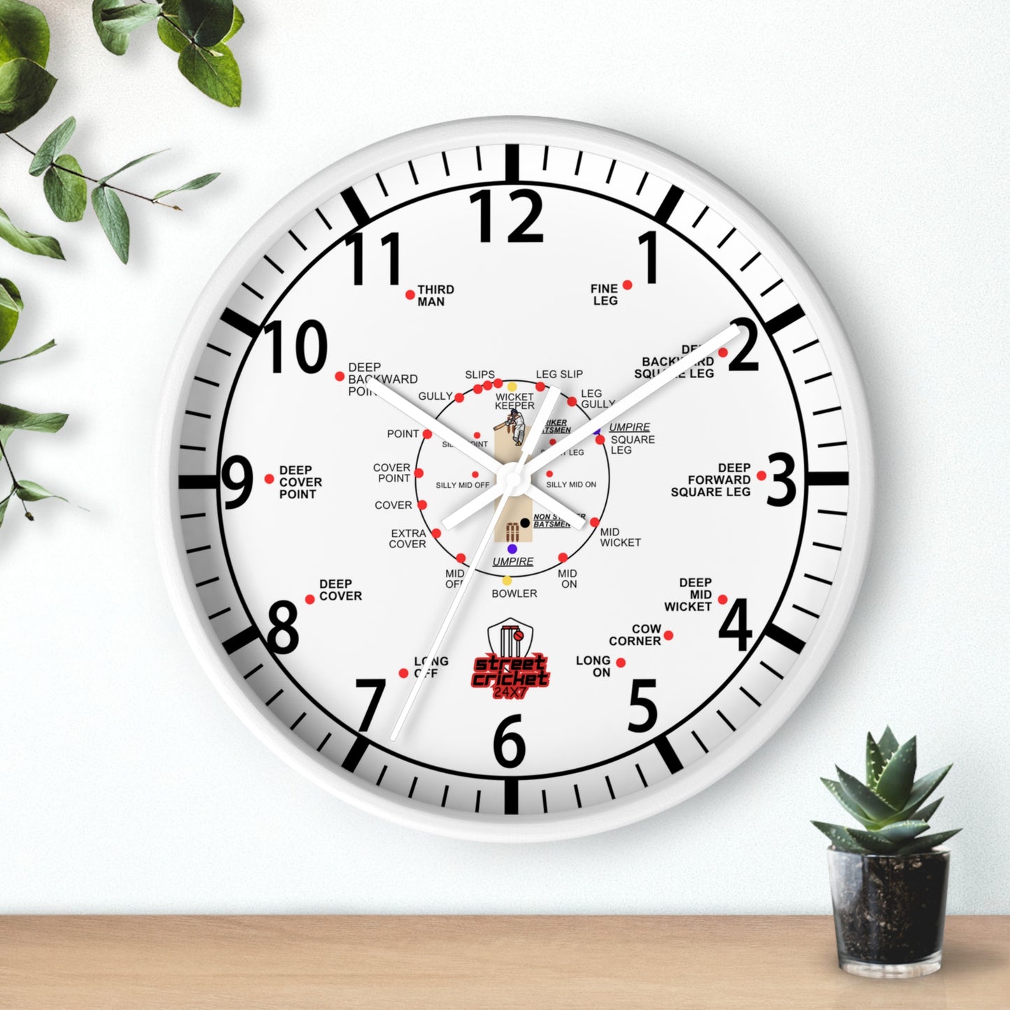 The Cricket Clock by StreetCricket24x7 (White) | Cricket Clock