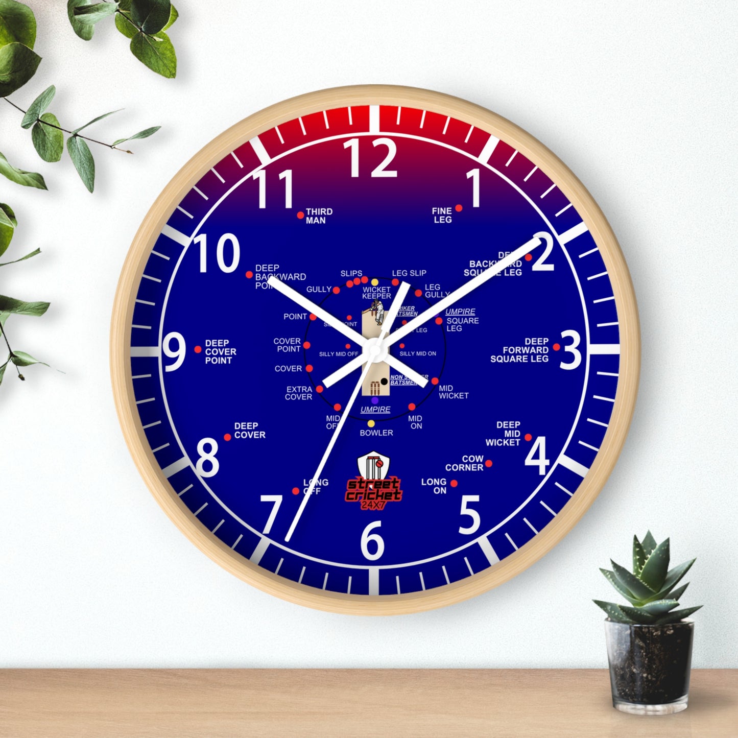 The Cricket Clock By StreetCricket24X7 (Australia Edition) - 10" x 10" | Cricket Clock