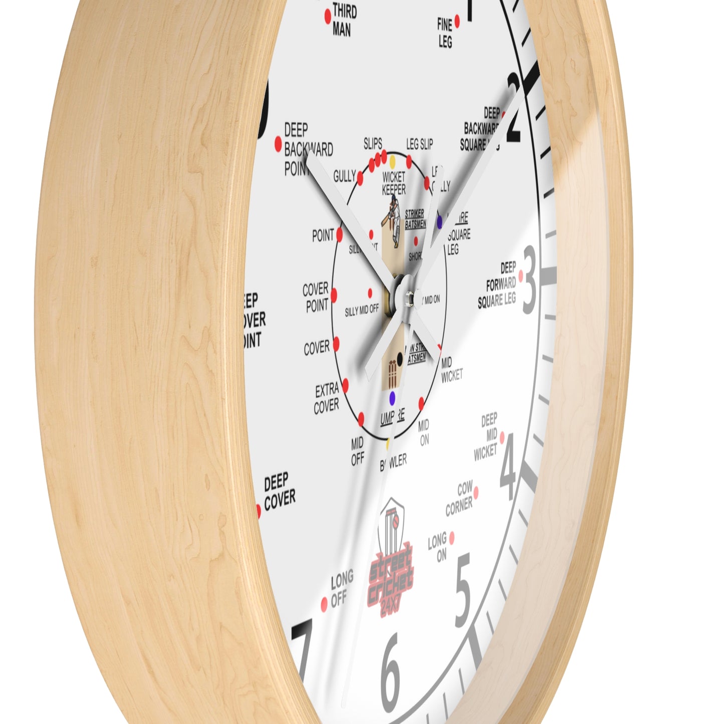 The Cricket Clock by StreetCricket24x7 (White) | Cricket Clock