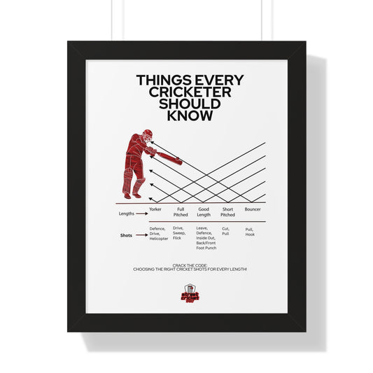 Things Every Cricketer Should Know | Choosing the Right Cricket Shots for Every Length | Framed Vertical Poster