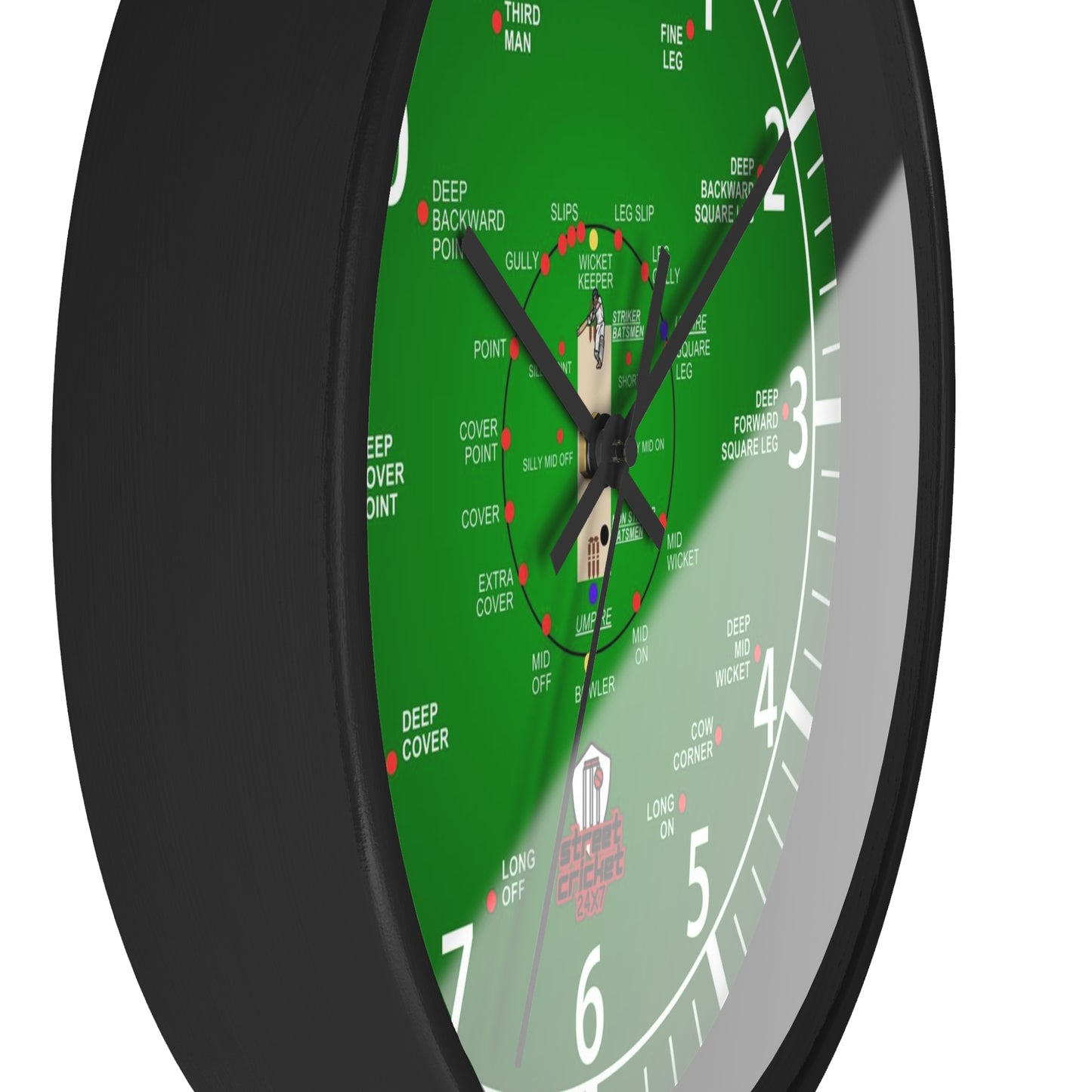 The Cricket Clock By StreetCricket24X7 (Green) - 10" x 10" | Cricket Clock | *Best Selling*