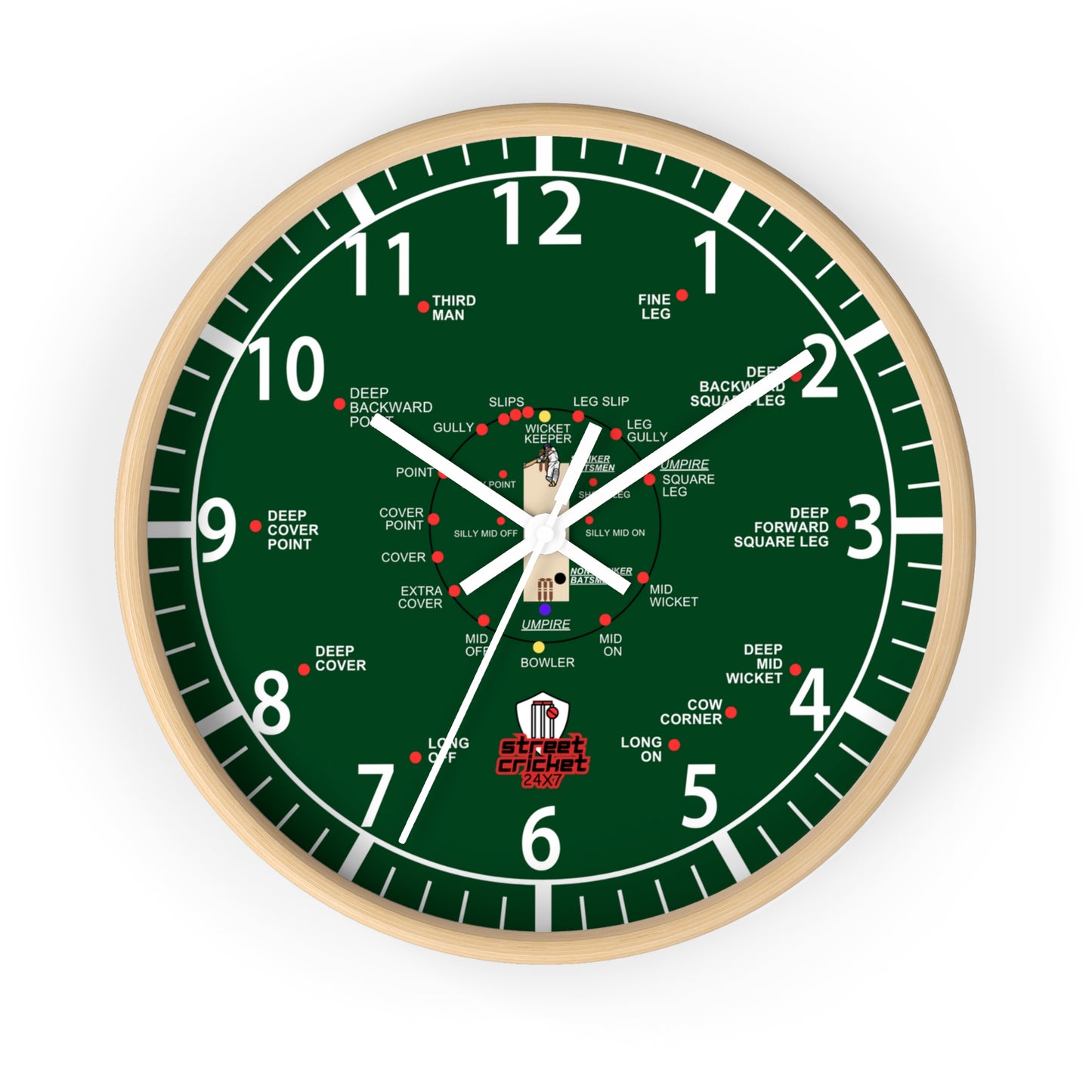 The Cricket Clock By StreetCricket24X7 (Pakistan Edition) - 10" x 10" - Cricket Clock