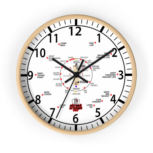 Cricket gift ideas and presents for cricket lovers - Streetcricket24x7 - White cricket clock front