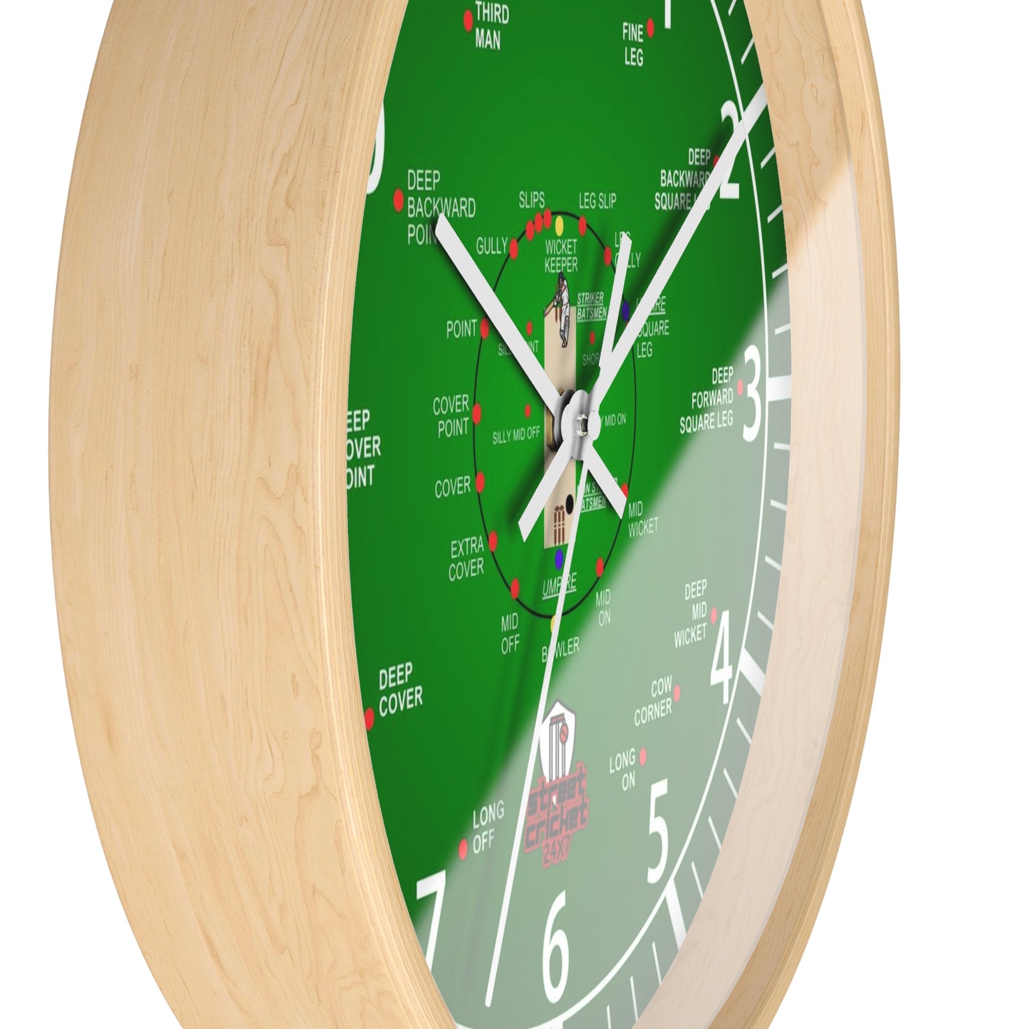 The Cricket Clock By StreetCricket24X7 (Green) - 10" x 10" | Cricket Clock | *Best Selling*