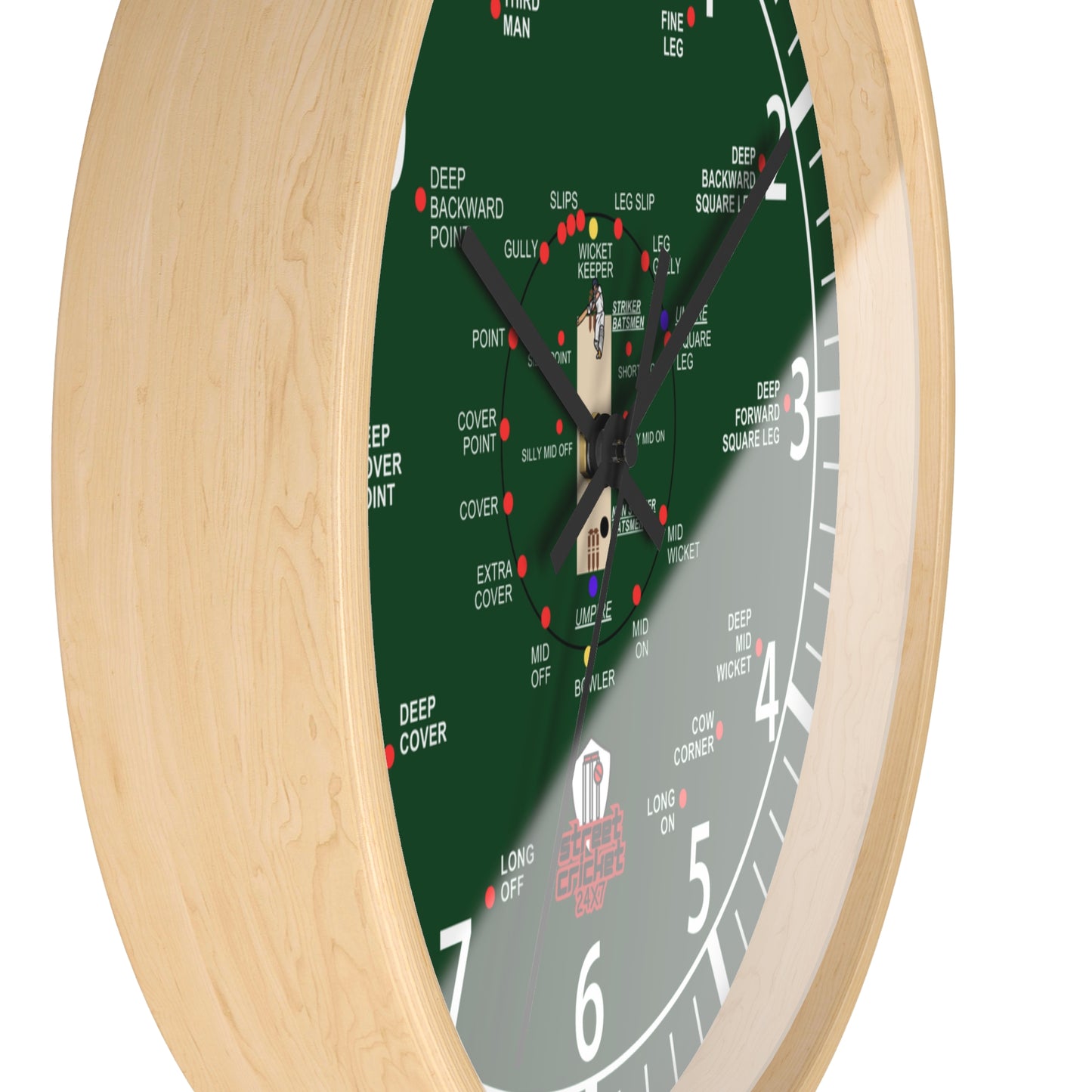 The Cricket Clock By StreetCricket24X7 (Pakistan Edition) - 10" x 10" - Cricket Clock