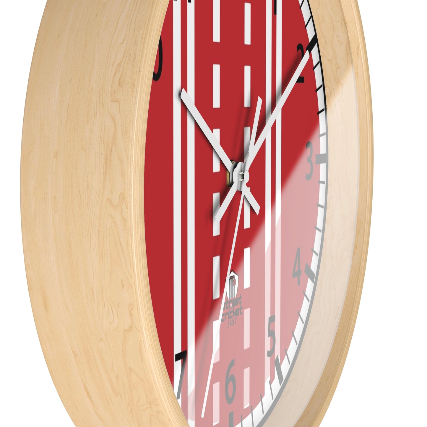 The Cricket Ball Clock by StreetCricket24x7 (Red&White) | Cricket Clock