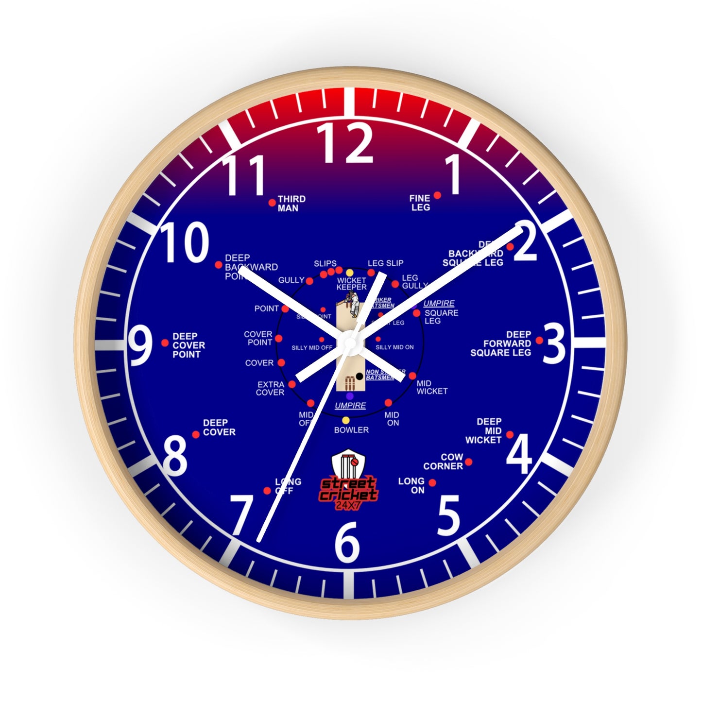 The Cricket Clock By StreetCricket24X7 (Australia Edition) - 10" x 10" | Cricket Clock