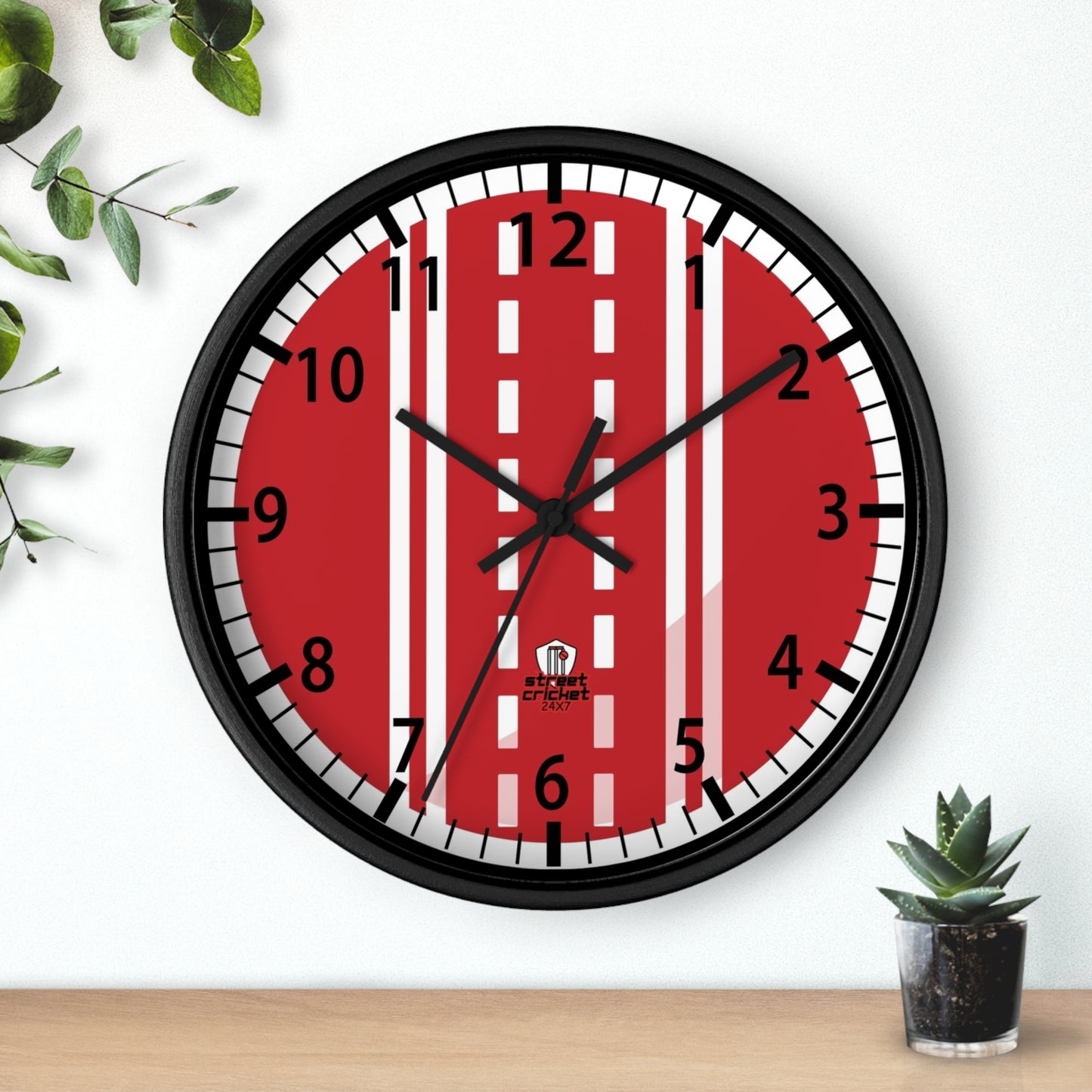 The Cricket Ball Clock by StreetCricket24x7 (Red&White) | Cricket Clock