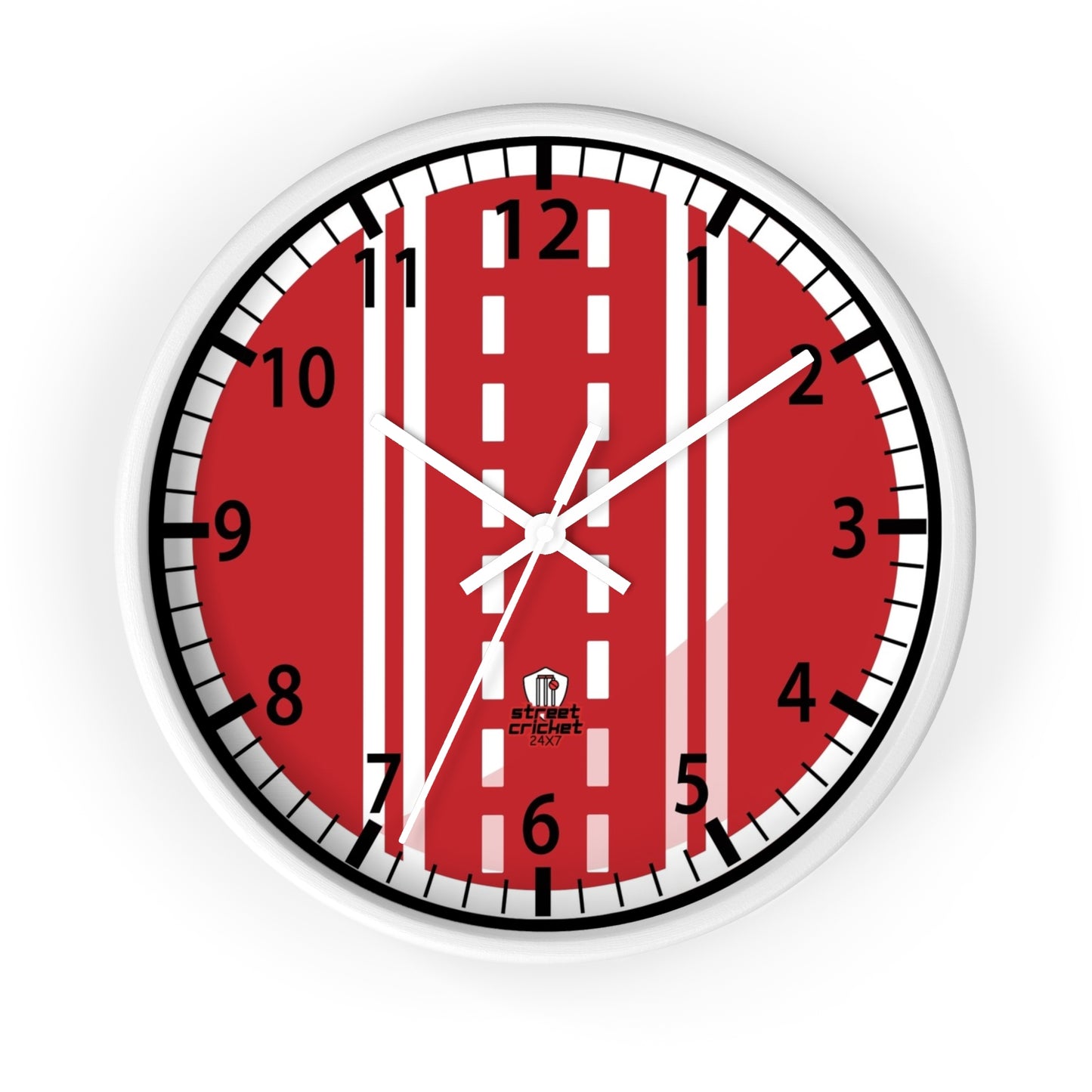 The Cricket Ball Clock by StreetCricket24x7 (Red&White) | Cricket Clock