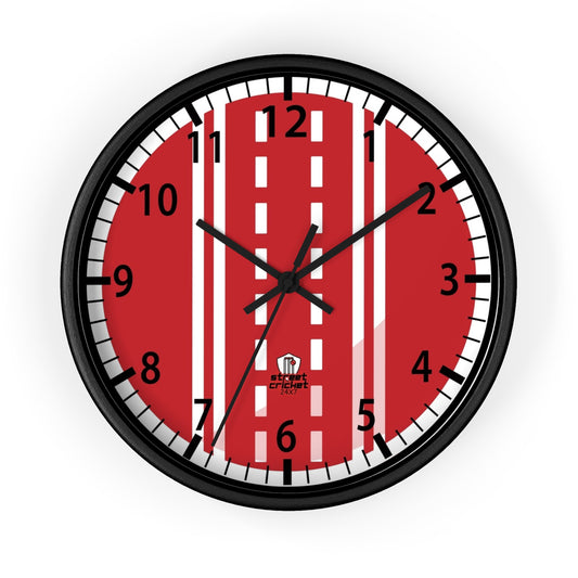 The Cricket Ball Clock by StreetCricket24x7 (Red&White) | Cricket Clock