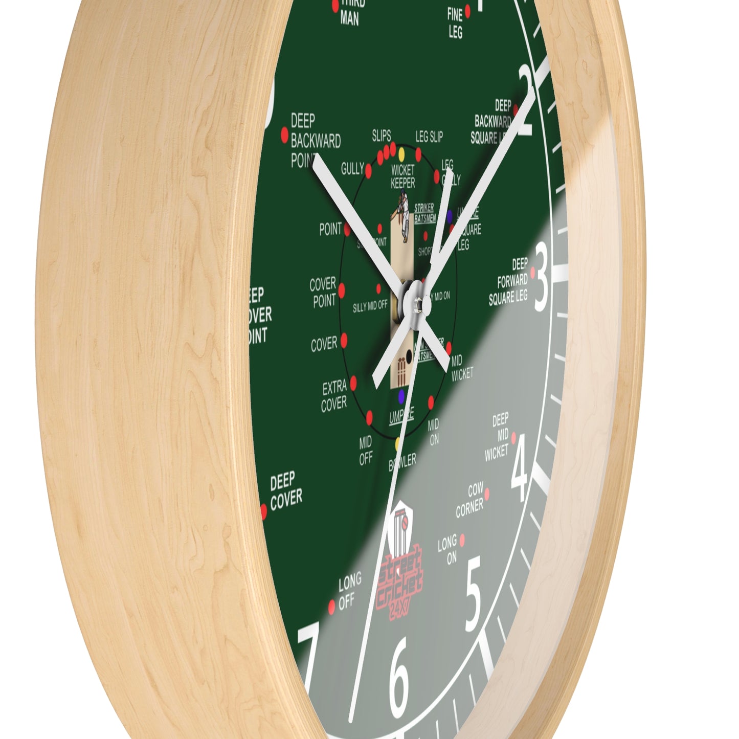 The Cricket Clock By StreetCricket24X7 (Pakistan Edition) - 10" x 10" - Cricket Clock