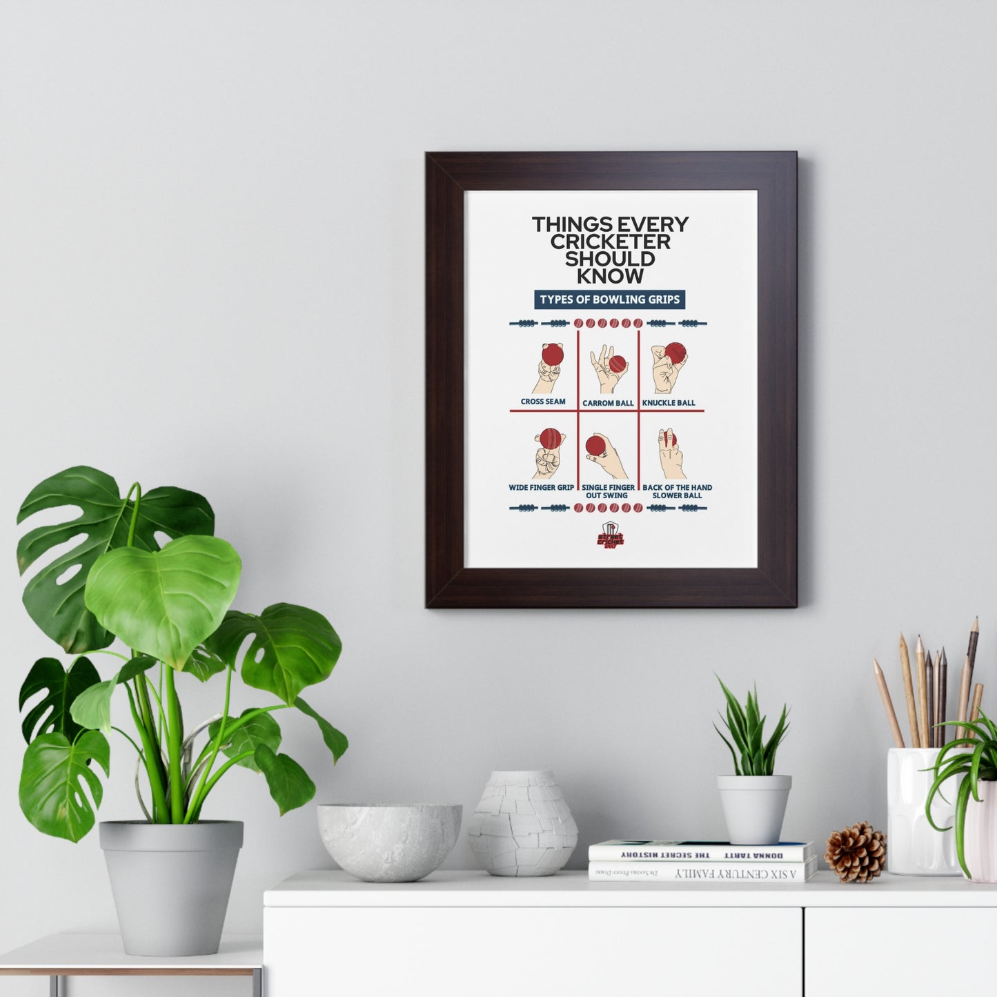 Things Every Cricketer Should Know | Bowling Grips | Framed Vertical Poster