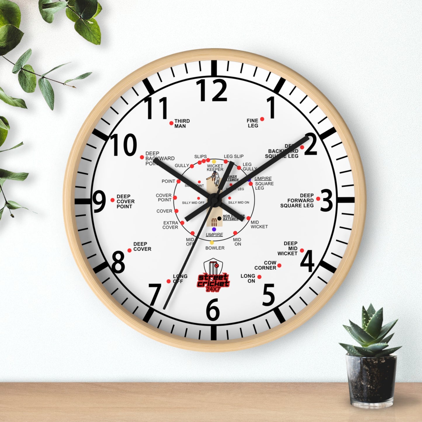 The Cricket Clock by StreetCricket24x7 (White) | Cricket Clock