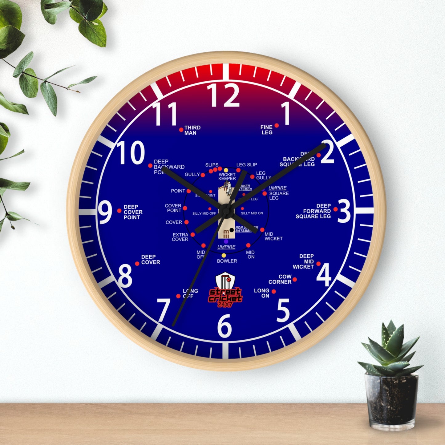 The Cricket Clock By StreetCricket24X7 (Australia Edition) - 10" x 10" | Cricket Clock