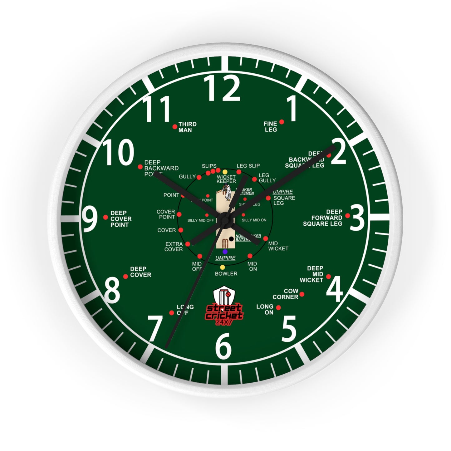 The Cricket Clock By StreetCricket24X7 (Pakistan Edition) - 10" x 10" - Cricket Clock