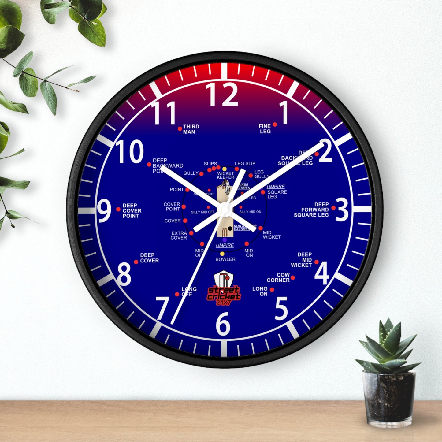 The Cricket Clock By StreetCricket24X7 (Australia Edition) - 10" x 10" | Cricket Clock