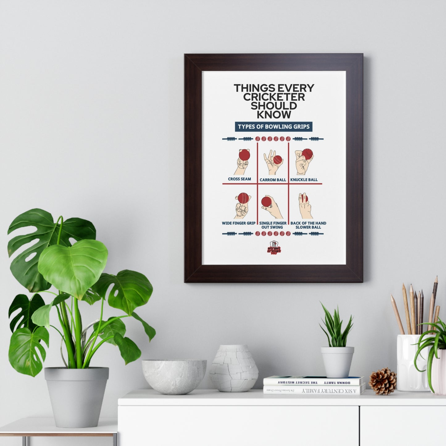 Things Every Cricketer Should Know | Bowling Grips | Framed Vertical Poster