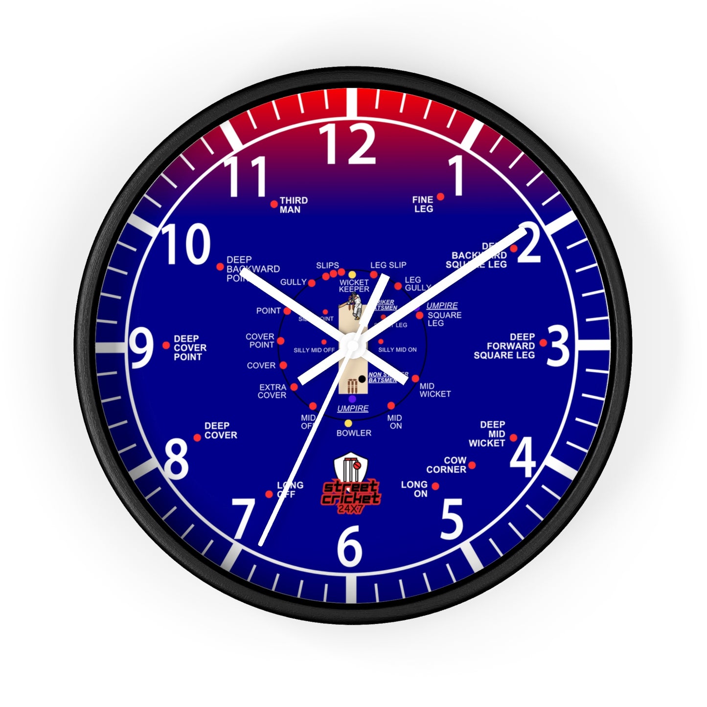 The Cricket Clock By StreetCricket24X7 (Australia Edition) - 10" x 10" | Cricket Clock