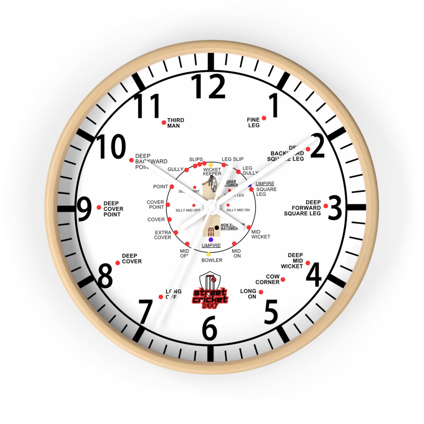 The Cricket Clock by StreetCricket24x7 (White) | Cricket Clock