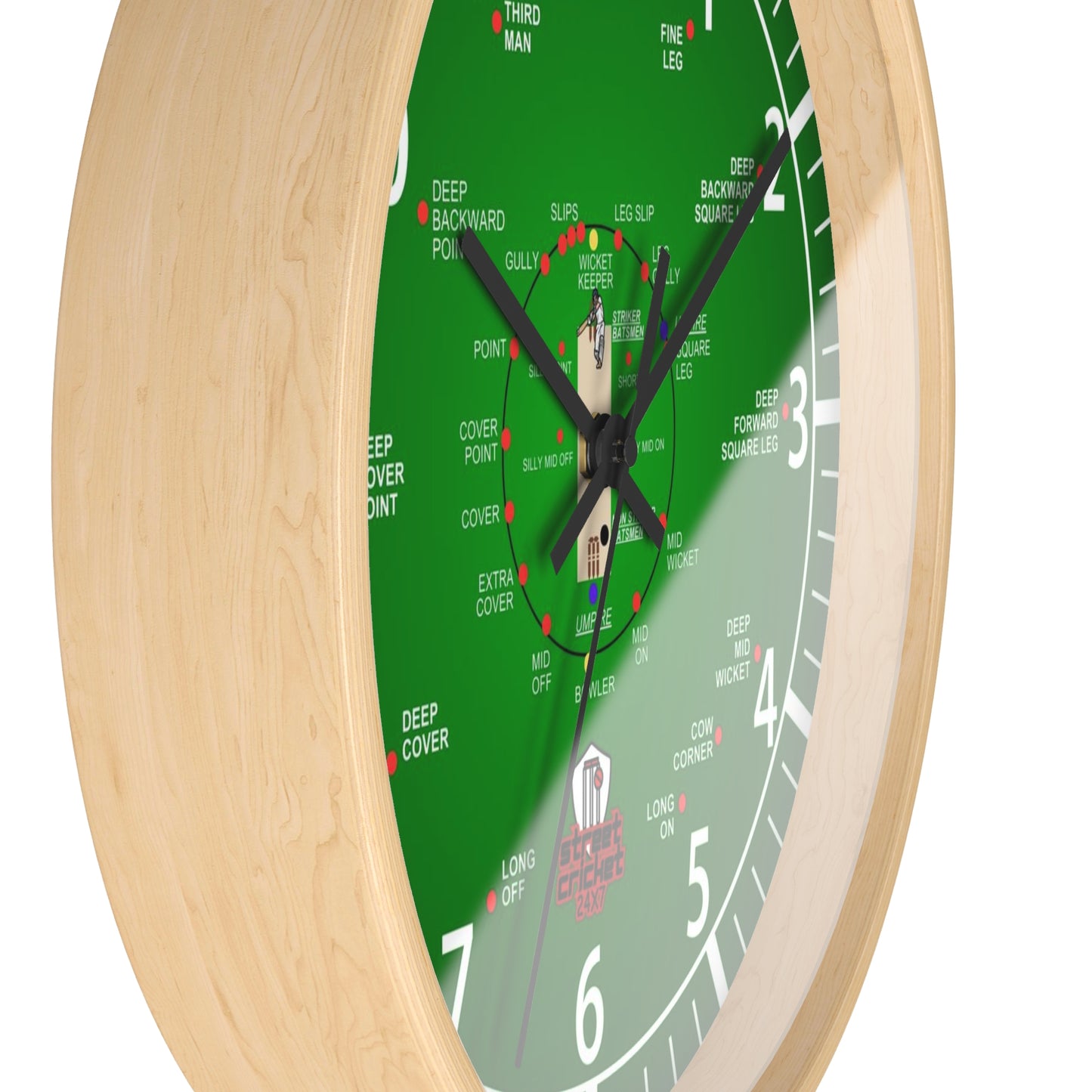 The Cricket Clock By StreetCricket24X7 (Green) - 10" x 10" | Cricket Clock | *Best Selling*