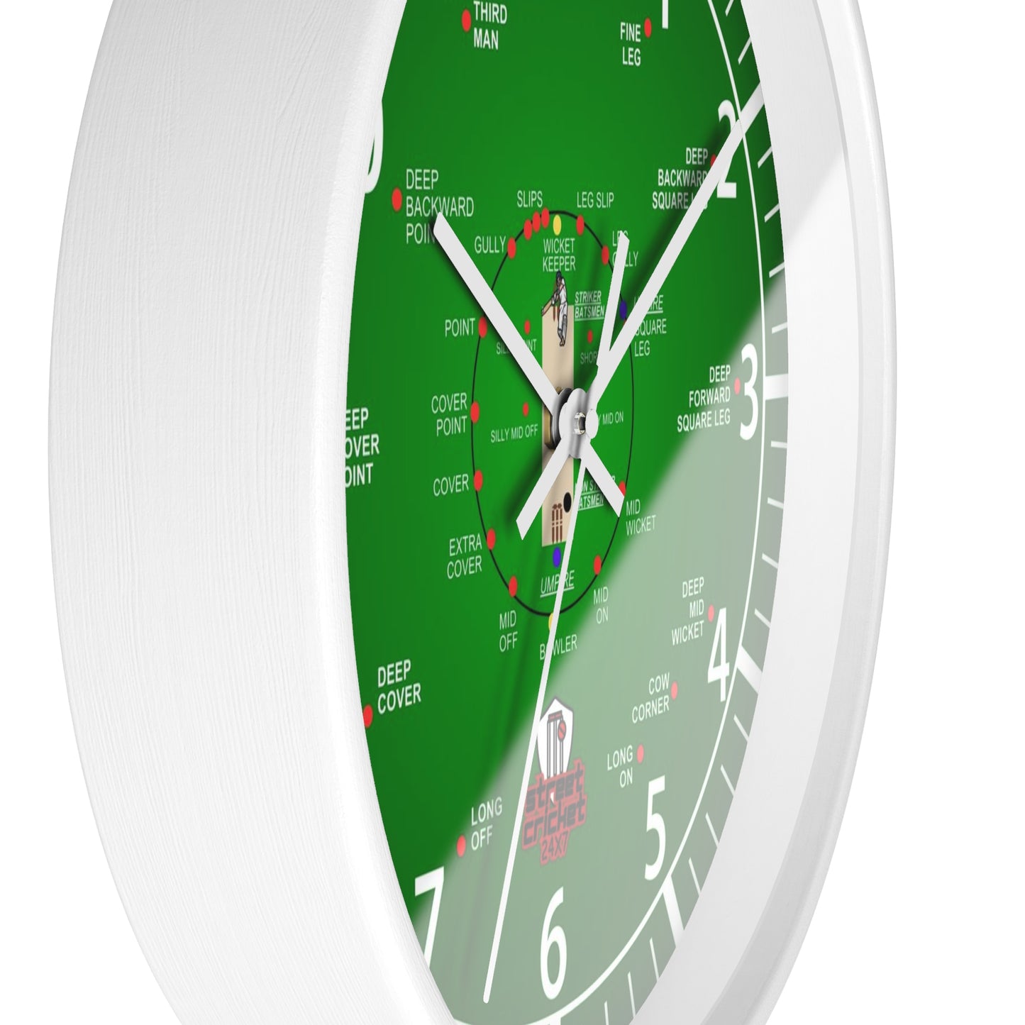 The Cricket Clock By StreetCricket24X7 (Green) - 10" x 10" | Cricket Clock | *Best Selling*