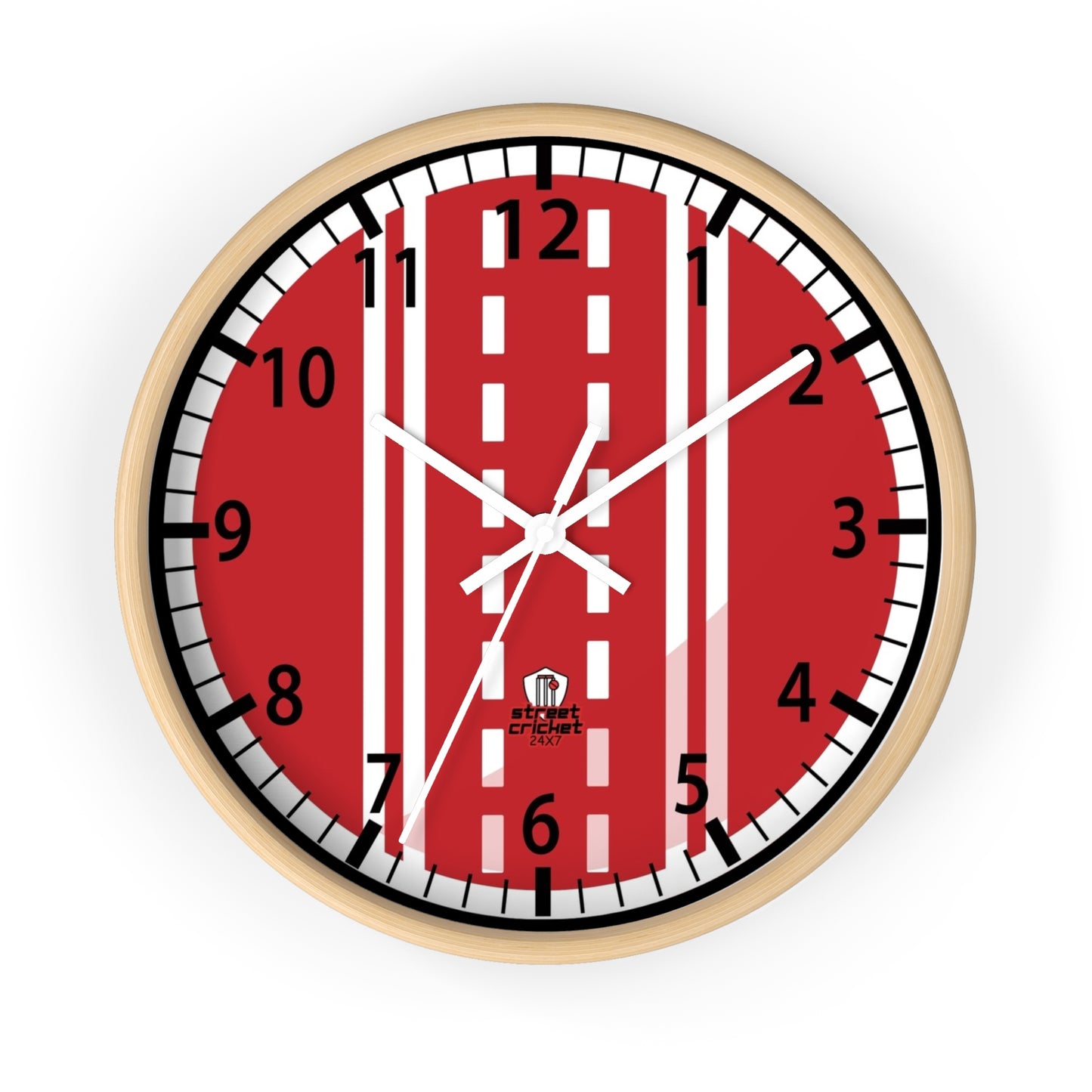 The Cricket Ball Clock by StreetCricket24x7 (Red&White) | Cricket Clock