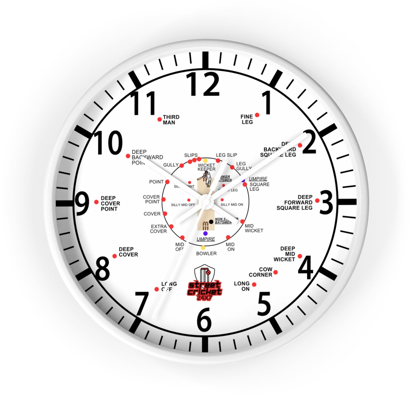 The Cricket Clock by StreetCricket24x7 (White) | Cricket Clock