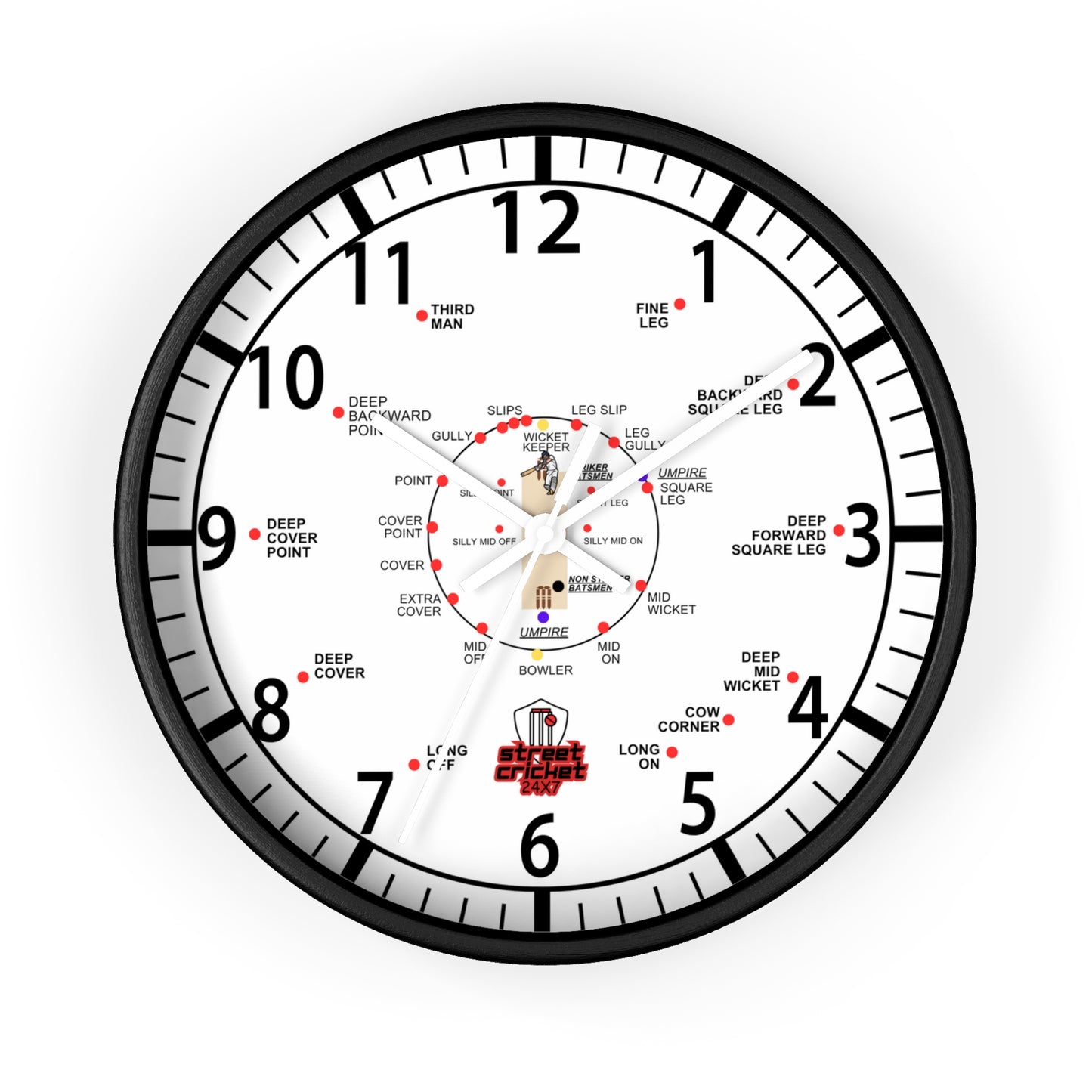 The Cricket Clock by StreetCricket24x7 (White) | Cricket Clock