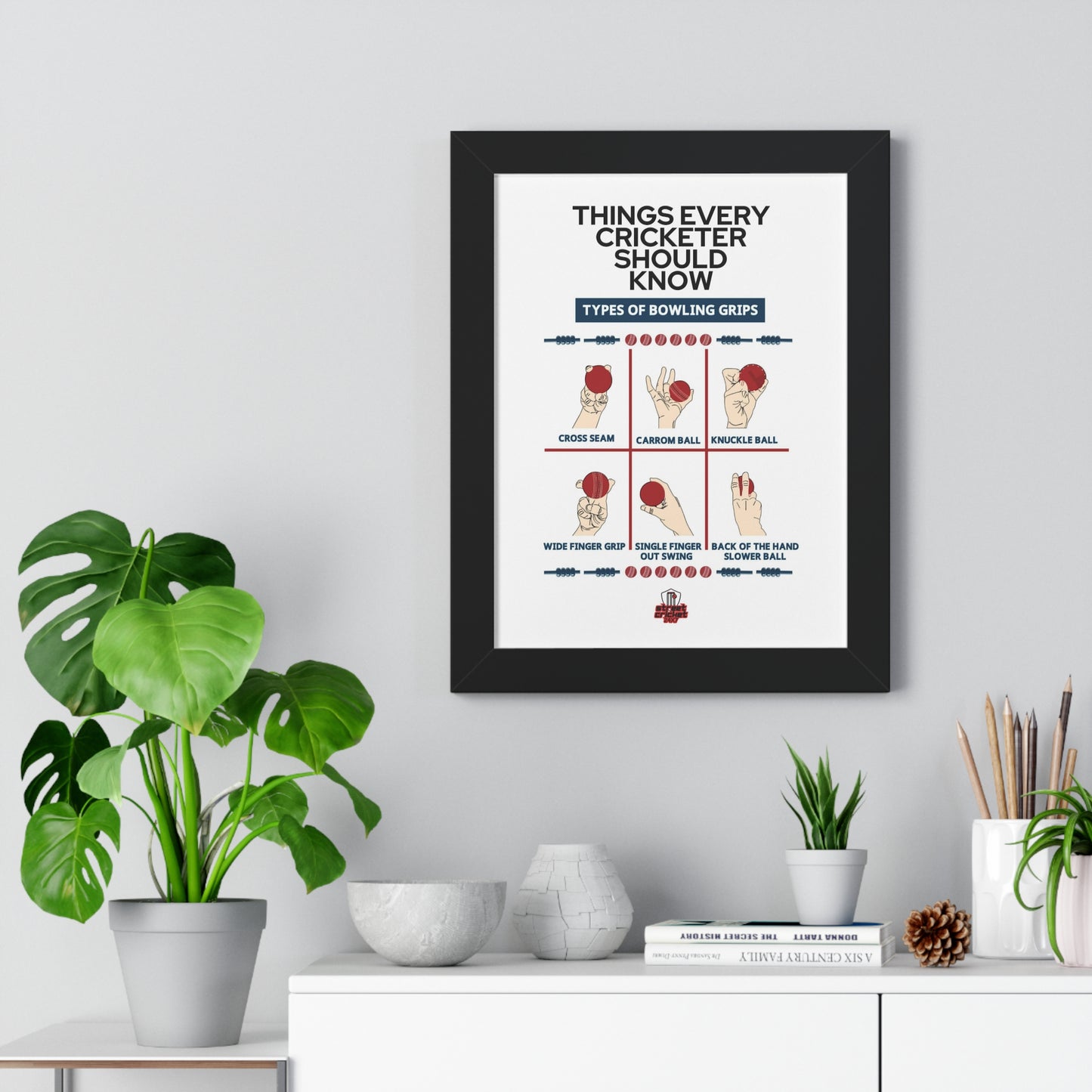 Things Every Cricketer Should Know | Bowling Grips | Framed Vertical Poster