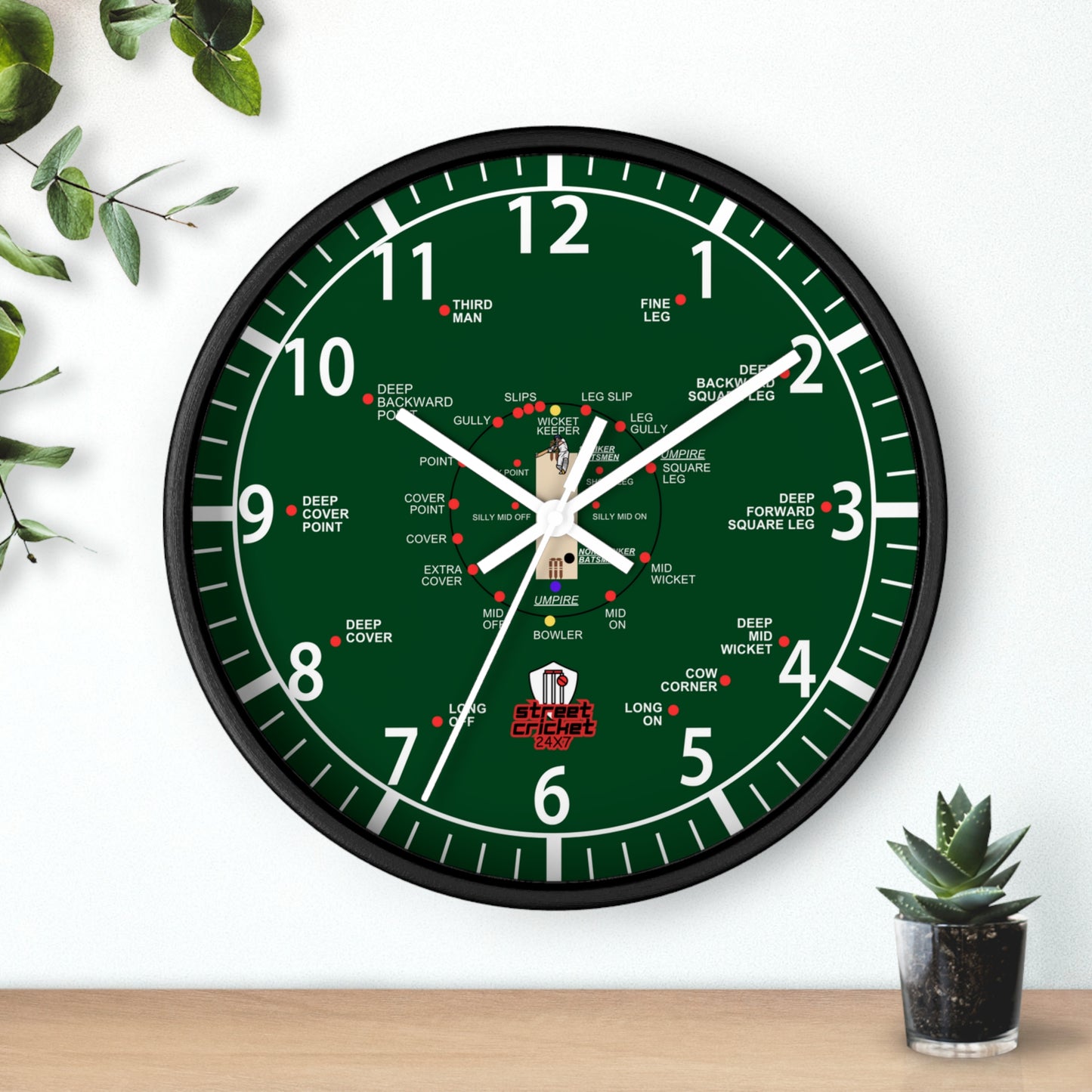 The Cricket Clock By StreetCricket24X7 (Pakistan Edition) - 10" x 10" - Cricket Clock