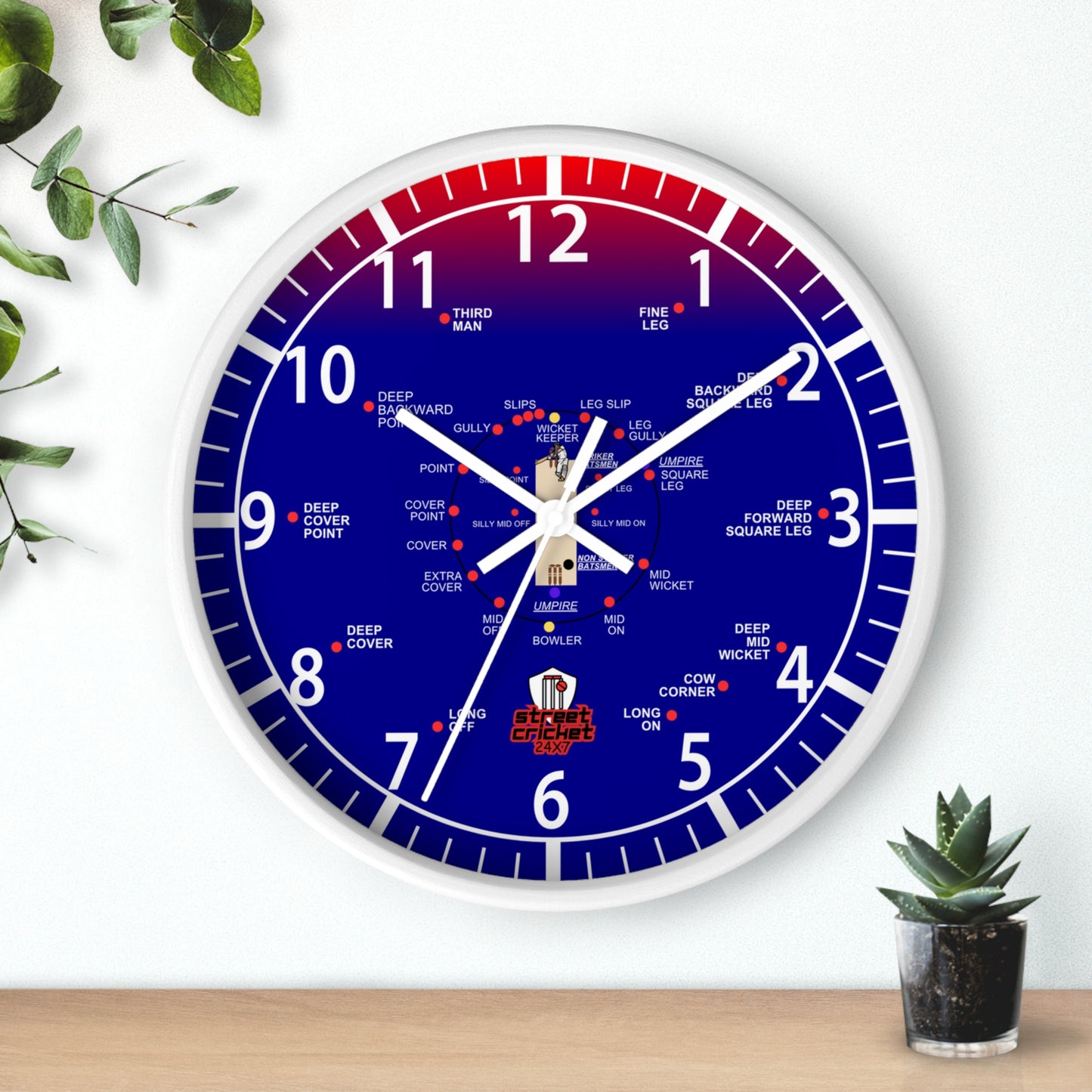 The Cricket Clock By StreetCricket24X7 (Australia Edition) - 10" x 10" | Cricket Clock