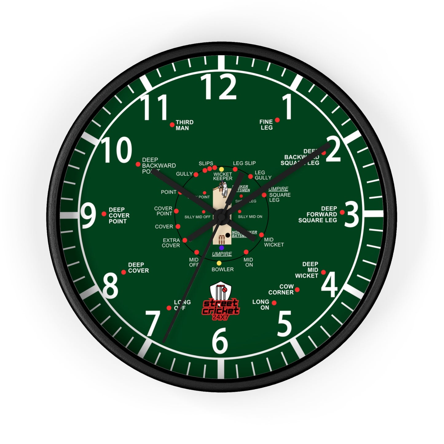 The Cricket Clock By StreetCricket24X7 (Pakistan Edition) - 10" x 10" - Cricket Clock