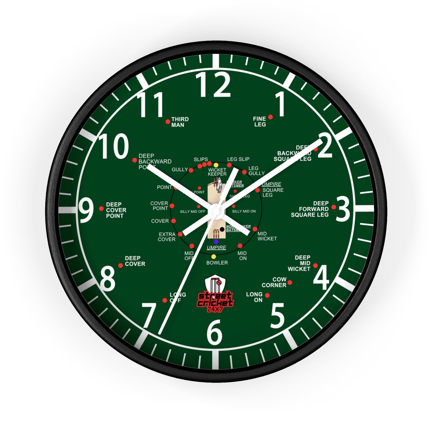 The Cricket Clock By StreetCricket24X7 (Pakistan Edition) - 10" x 10" - Cricket Clock